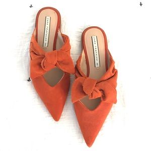 Zara orange bow mules size 6